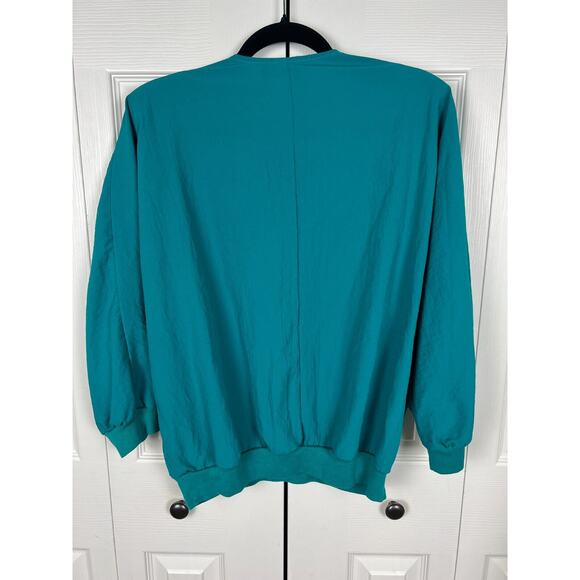 Vintage 80s Teddi Green Textured Waffle Floral Button Sweater Top Large Retro - Picture 9 of 9